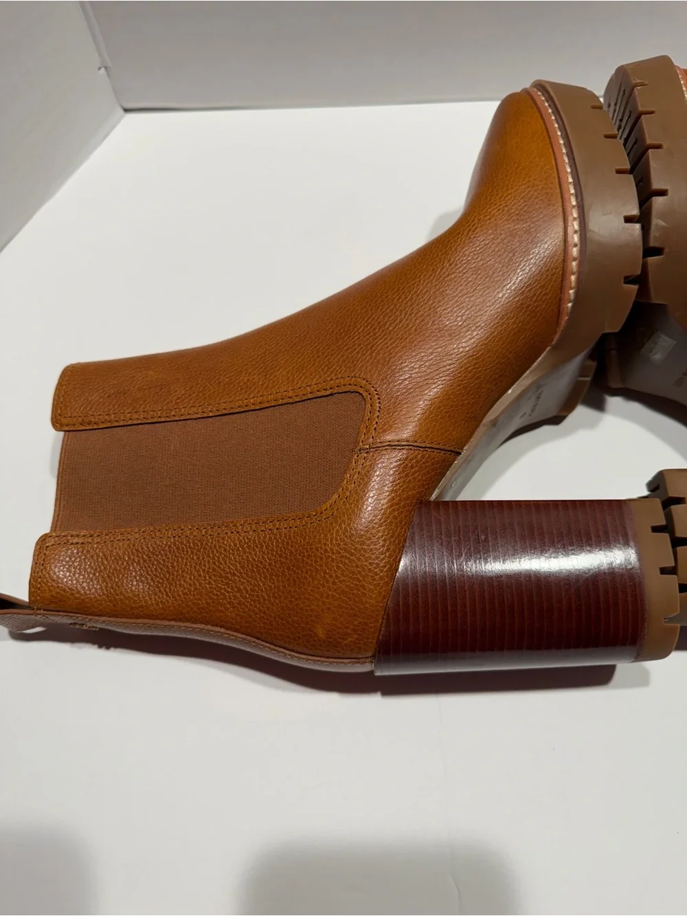 Tory Burch Camel Lug Ankle Boots